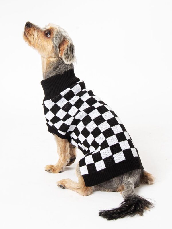 roupa de trico pet gola alta quadriculado inverno moda cachorro gato