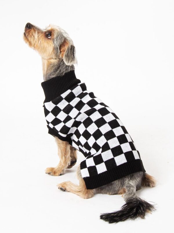 roupa de trico pet gola alta quadriculado inverno moda cachorro gato